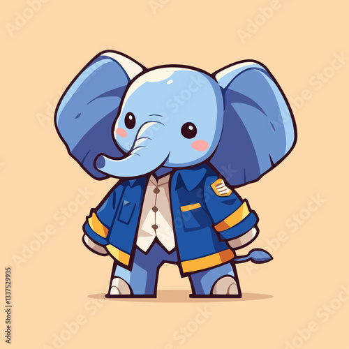 cartoon an elephant wearing jacket fire fighter