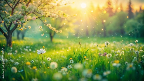 Abstract Spring Green Blur: Drone Photography Background for Design