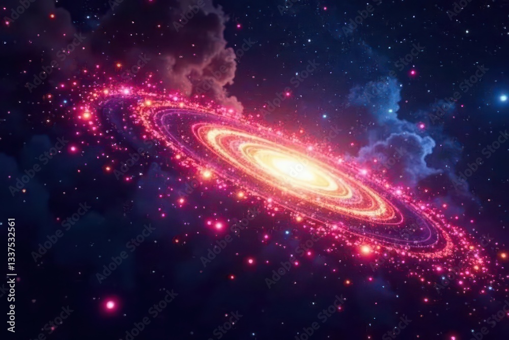 Obraz premium Dynamic light trails, celestial dance, galactic core, stars, powerful