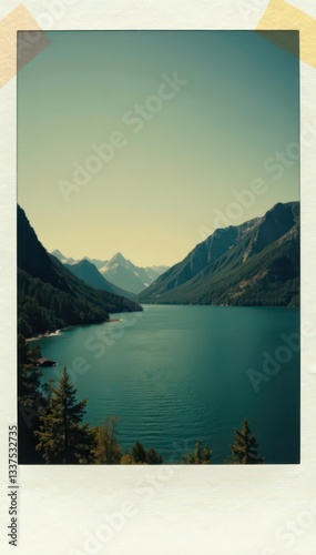 Faded polaroid photo, edges taped, nostalgic feel, grunge, polaroid, aesthetic