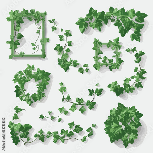 Wallpaper Mural Vibrant Ivy Frames Climbing Vine with Green Leaves EPS Torontodigital.ca