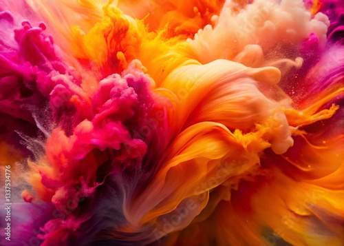 Abstract Watercolor Wallpaper: Vibrant Pink & Orange Macro Brushstrokes