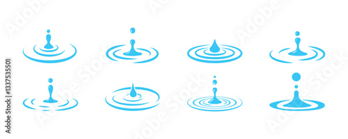 Water design element, drop, water droplets, splash set icons