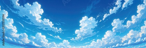Serene Blue Sky Canvas: Wispy Clouds and Vast Openness, a View of Hopeful Skies