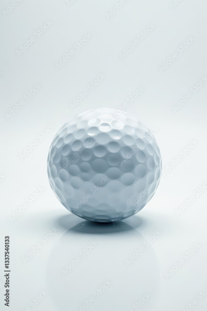 Close-up of a single golf ball on pure white background, macro, field