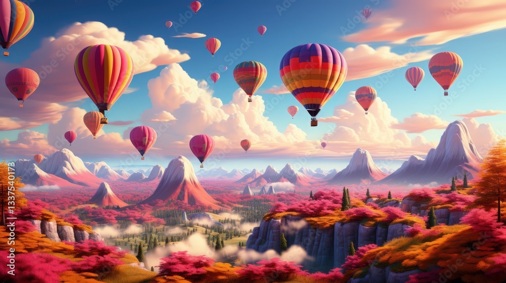 Fototapeta premium An air balloon festival with colorful balloons