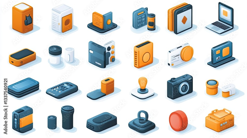 Collection of isometric electronic devices Collection of isometric electronic devices