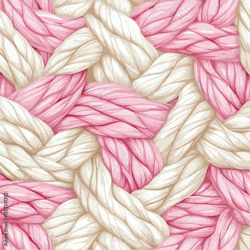 Elegant Pink and Cream Embroidery Thread Close-Up