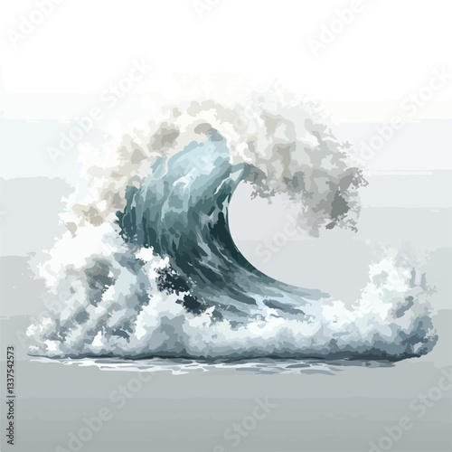 Powerful Ocean Waves Crashing on Transparent Background