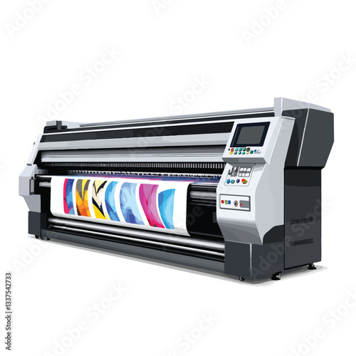 Professional Large Wide Digital Inkjet Printing Machine in Action