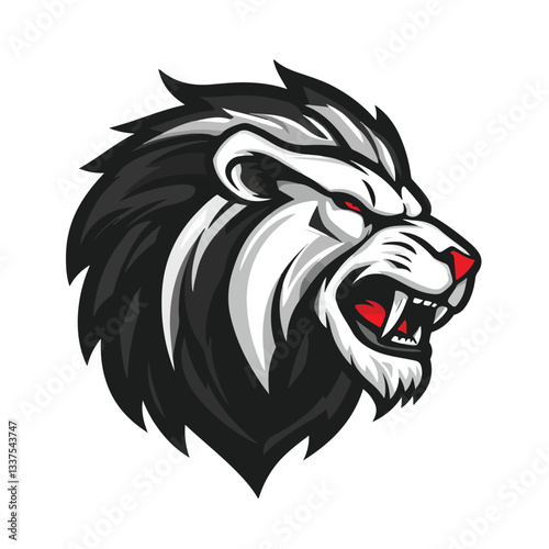 Majestic Lion Head Roaring Logo Mascot Vector Illustration