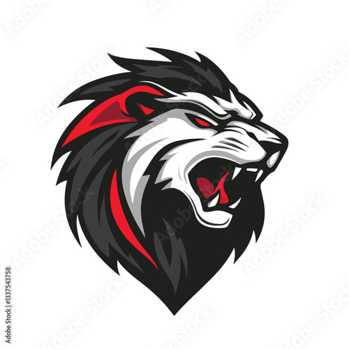 Majestic Lion Head Roaring Logo Mascot Vector Illustration
