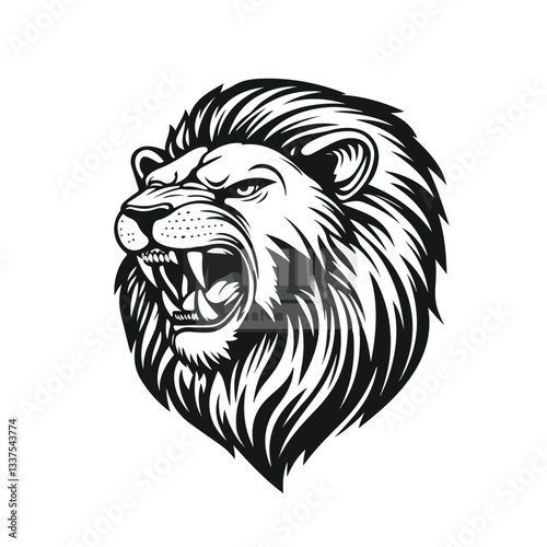 Majestic Lion Head Roaring Logo Mascot Vector Illustration