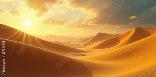 Golden expanse, colossal frame curves gently, disappearing into the distance , regal, power, golden age
