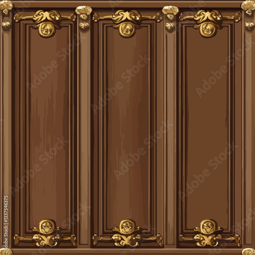 Luxury Wood Wall Paneling with Gold Accents - Elegant Interior Design Element