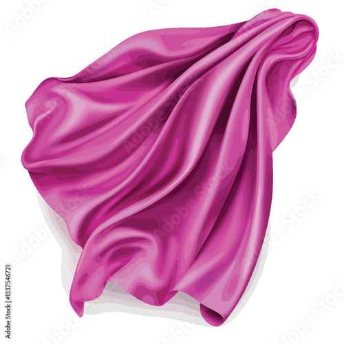 Luxurious Magenta Pink Satin Fabric Draping with Smooth Flow, Elegance in Textile Design