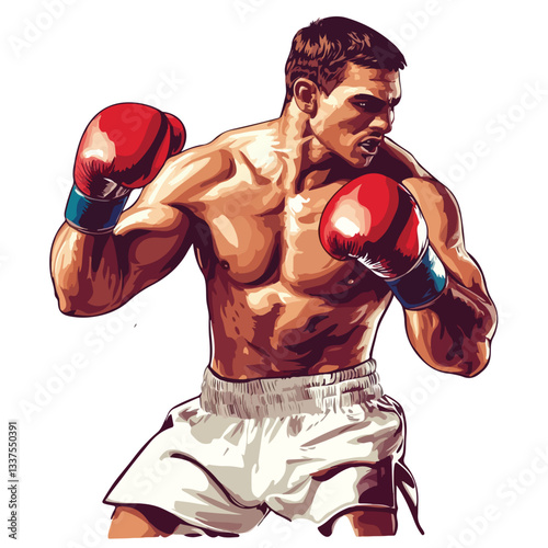 Full Body Vector Design of a Boxing Athlete for Sports Enthusiasts