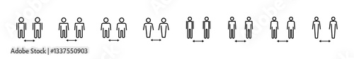 Social distance icon set. social distancing icon. self quarantine sign
