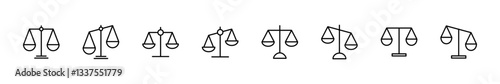 Scales icon set . Law scale icon. Justice sign