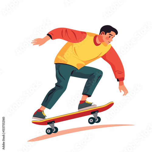 Dynamic Man Playing Skateboard Vector Illustration