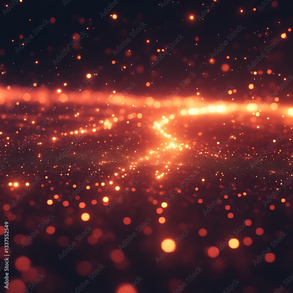 Glowing particles swirl, dark background, festive backdrop Glowing particles swirl, dark background, festive backdrop