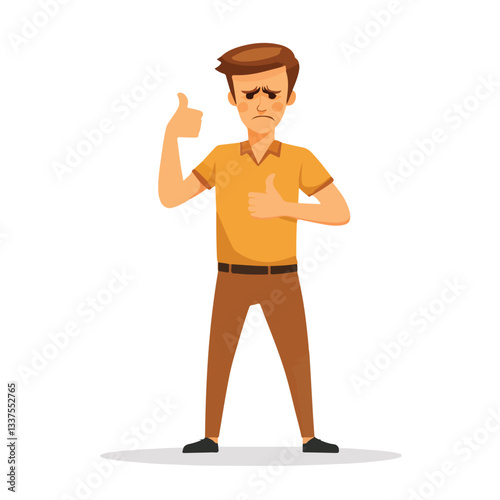 Displeased Man Showing Thumbs Down Design Illustration