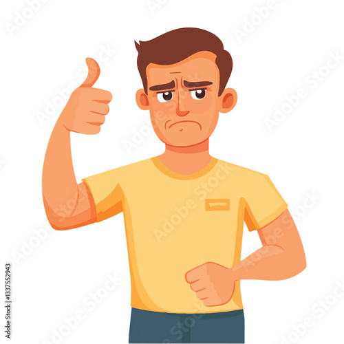 Disapproving Man Showing Thumbs Down Vector Illustration