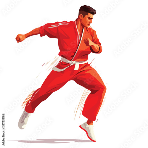 Dynamic Taekwondo Athlete Full Body Illustration Design