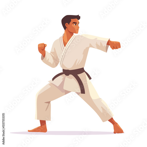 Dynamic Taekwondo Athlete Full Body Illustration Design
