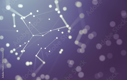 Fototapeta Naklejka Na Ścianę i Meble -  Abstract background. Molecules technology with polygonal shapes, connecting dots and lines. Connection structure. Big data visualization.