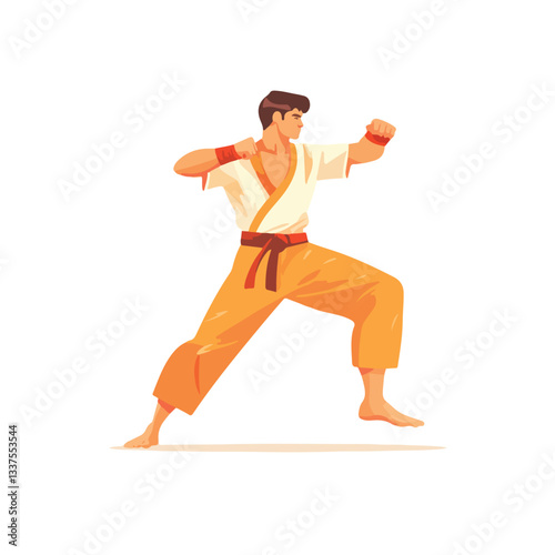 Professional Taekwondo Athlete Full Body Vector Illustration