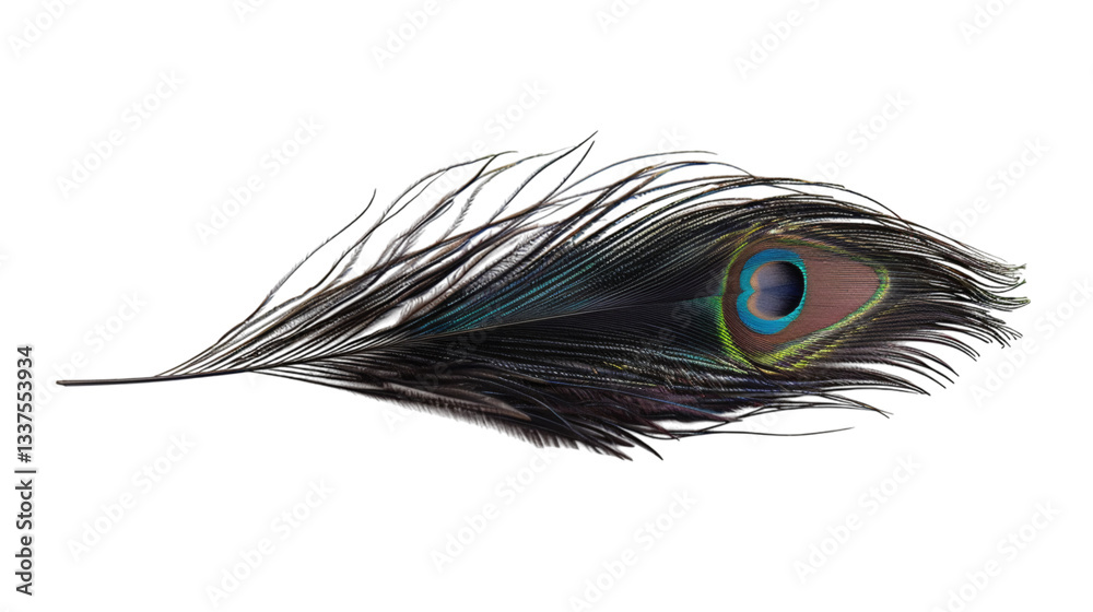 Obraz premium Peacock feather isolated on white background