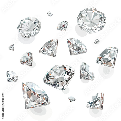 Elegant Floating White Diamonds Various Sizes