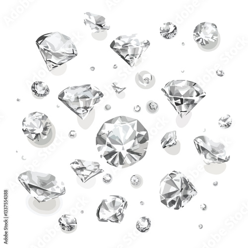 Elegant Floating White Diamonds Various Sizes