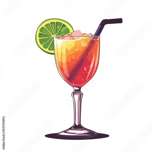 Refreshing Margarita Vector Illustration on White Background