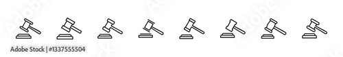 Gavel icon set. judge gavel icon vector. law icon vector. auction hammer