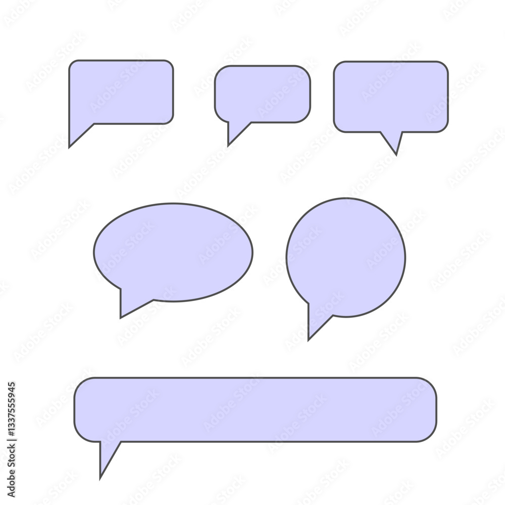 Colorful Speech Bubble Set with Various Shapes Colorful Speech Bubble Set with Various Shapes