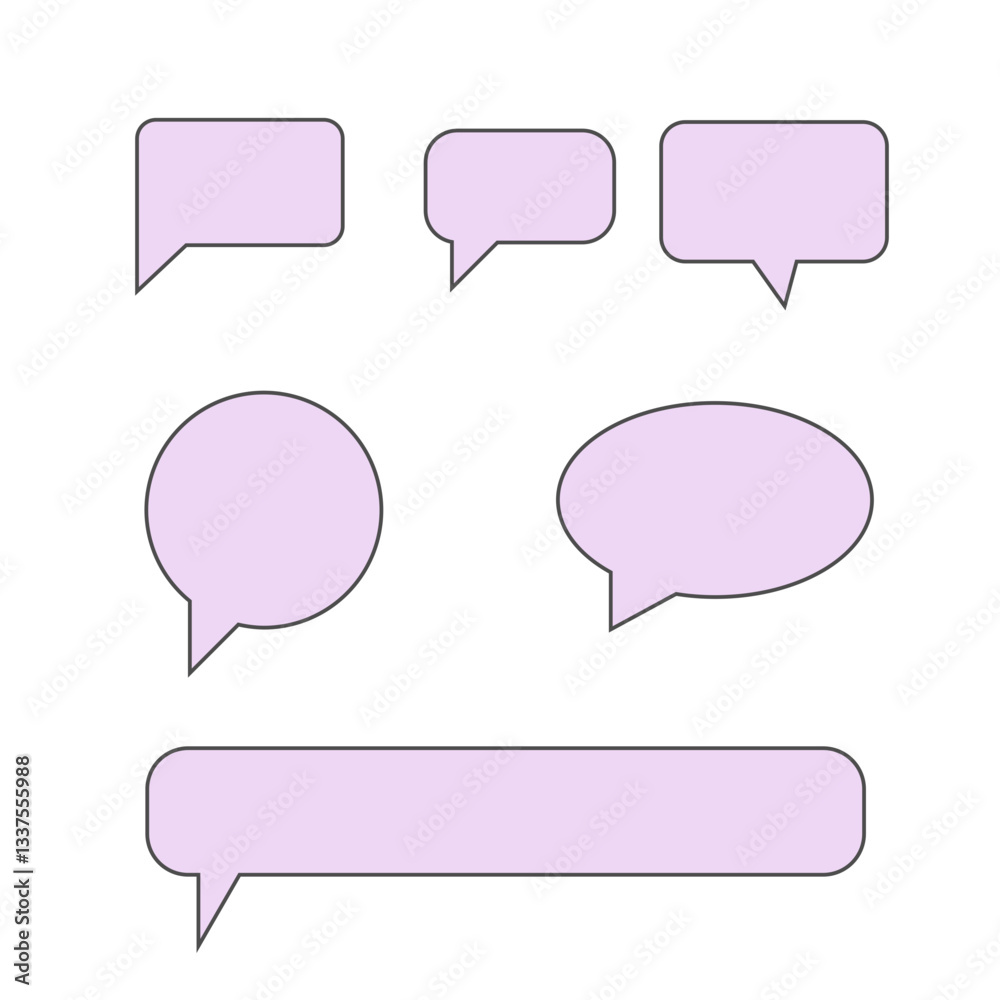 Colorful Speech Bubble Set with Various Shapes Colorful Speech Bubble Set with Various Shapes