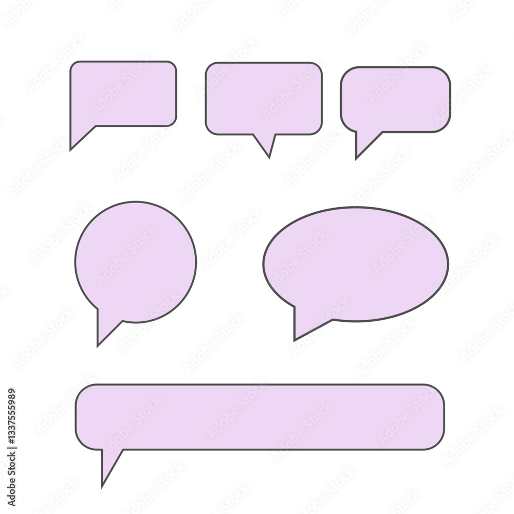 Colorful Speech Bubble Set with Various Shapes Colorful Speech Bubble Set with Various Shapes