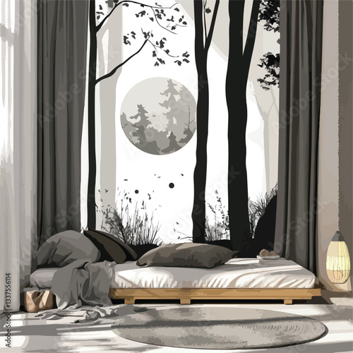 Serenity Mediation Corner Bedroom Monochrome Decor