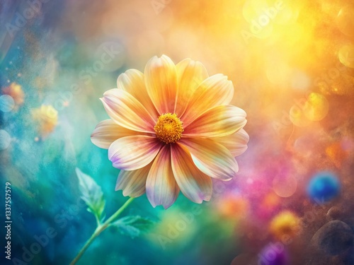 Aerial Watercolor Flower: Delicate Petals, Vibrant Center, Drone Photography