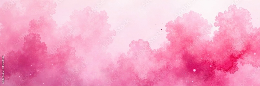 Obraz premium Soft pink watercolor wash, vibrant hues, romantic texture, greeting card, rose, background