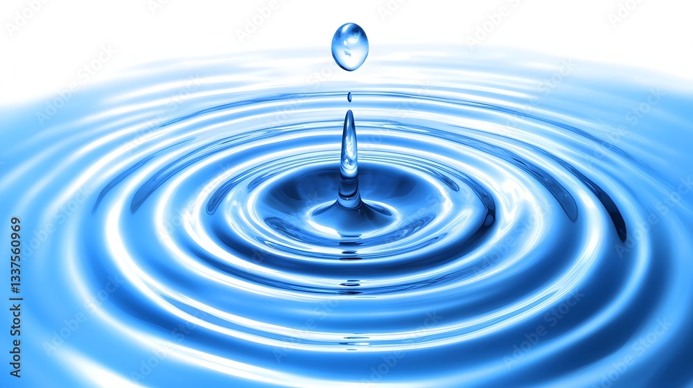 Close Up of Water Droplet Creating Ripples on a Calm Blue Surface in Natural Light Close Up of Water Droplet Creating Ripples on a Calm Blue Surface in Natural Light