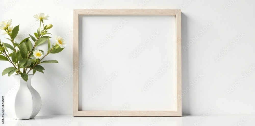 Whitewashed wood photo frame against white wall Simple, empty frame , light background, shabby, frame hanging Whitewashed wood photo frame against white wall Simple, empty frame , light background, shabby, frame hanging
