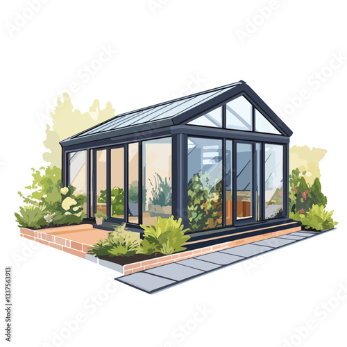 Modern Sunroom or Conservatory Extending Into the Outdoors
