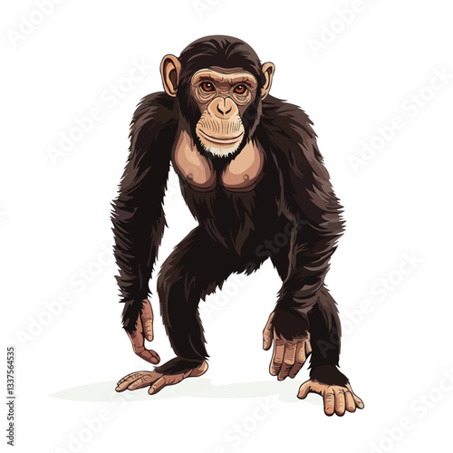 Full Body Monkey Ape Chimpanzee Design Illustration