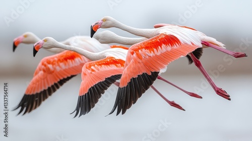 Flamingos in Flight