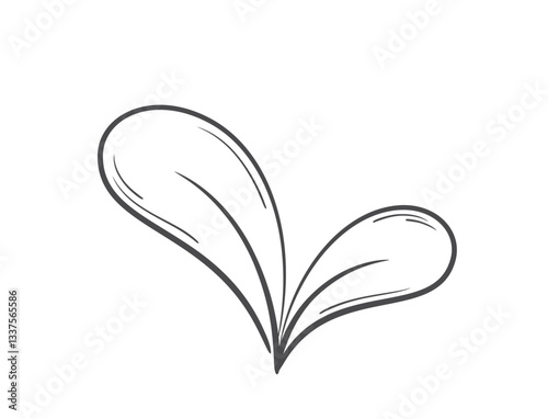 Sprout with two rounded leaves line illustration. Spring, planting and nature design element. Isolated vector image
