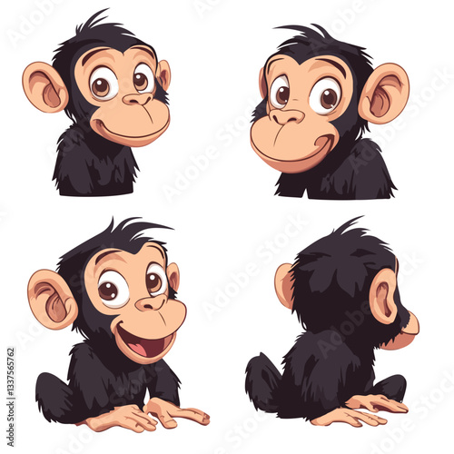 Playful Ape Mascot Cartoon Character Illustration EPS