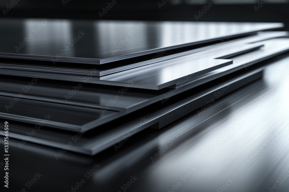 Graphic layouts showcasing a range of metal sheets in a sleek and modern arrangement for advertising Graphic layouts showcasing a range of metal sheets in a sleek and modern arrangement for advertising